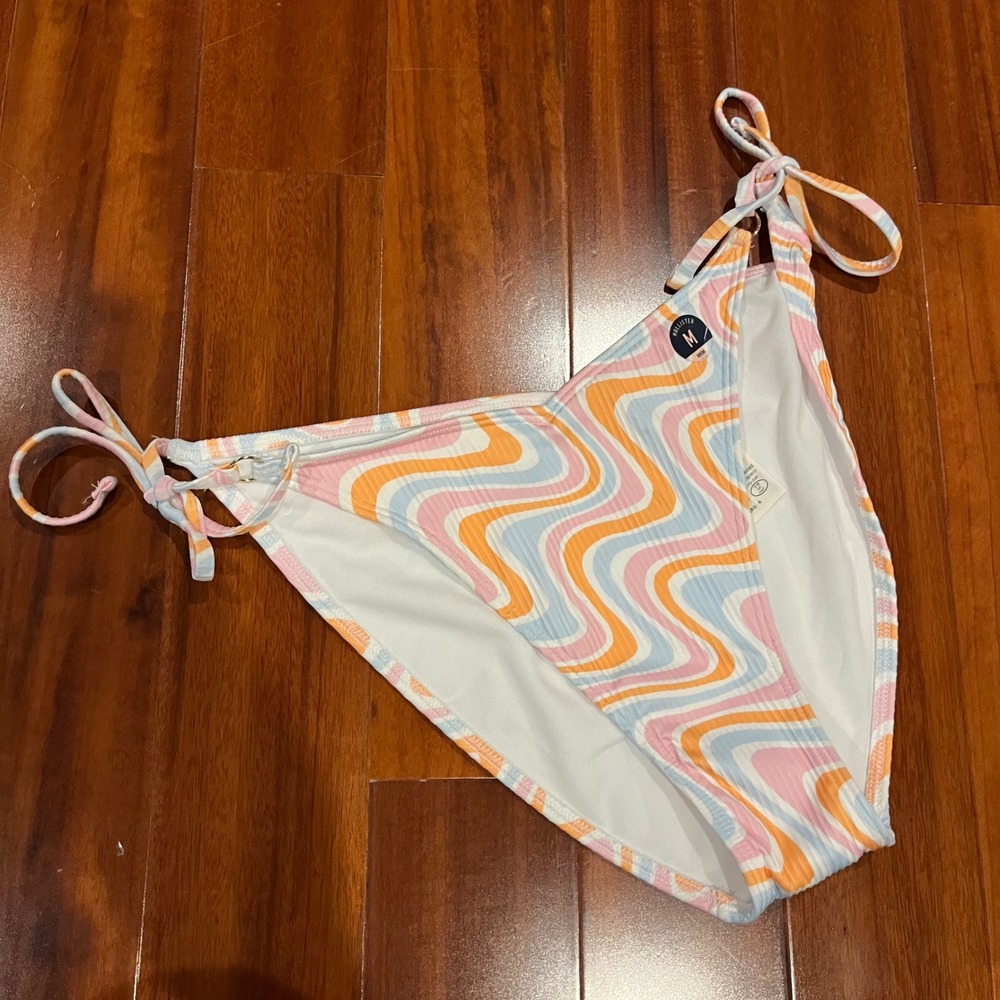 Hollister Bikini Bottom Swim Geo Swirl Wave Pattern String Side Tie New Medium‎